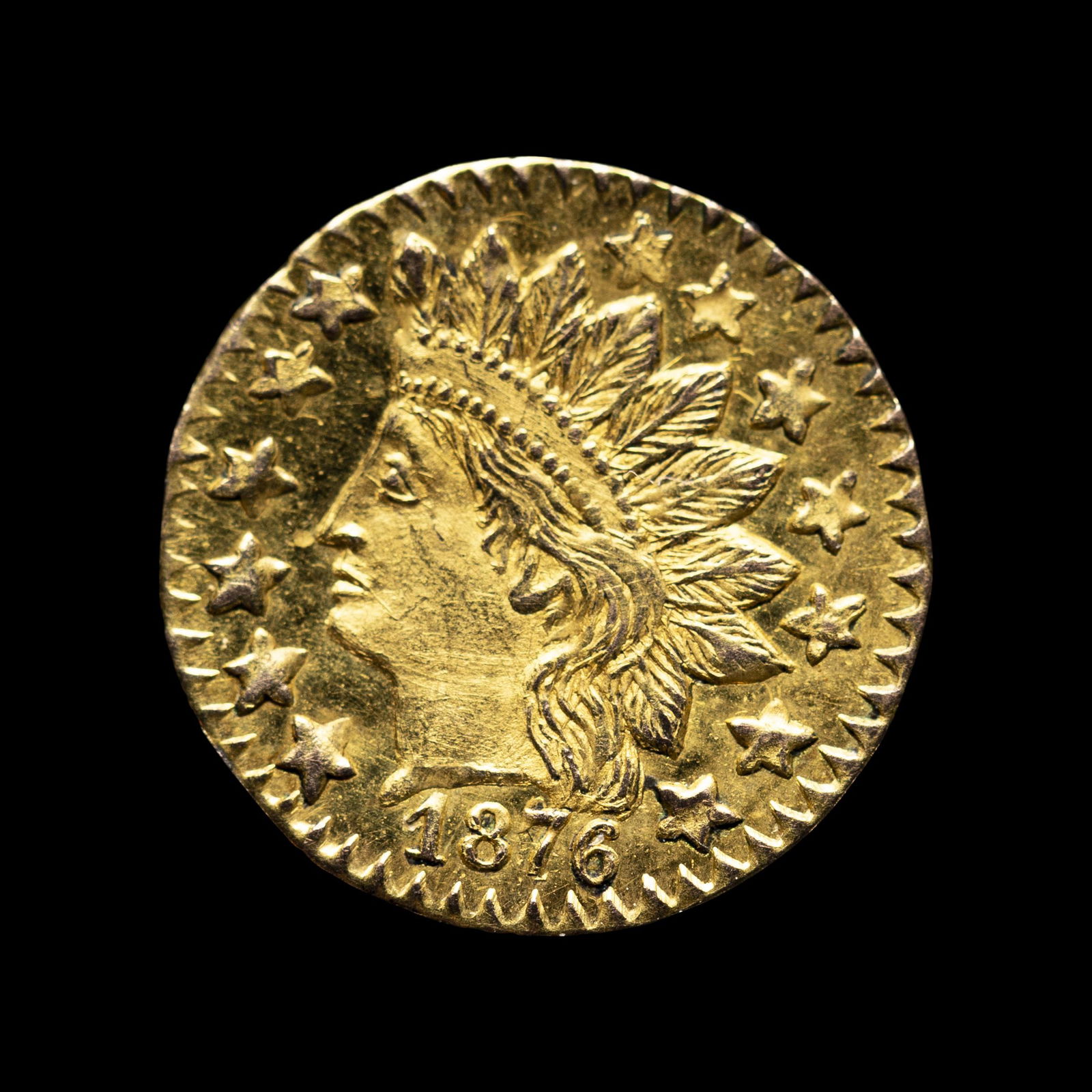 [CALIFORNIA FRACTIONAL GOLD] An 1876 $1/4 Gold Coin [BG-879] (1 of 2)