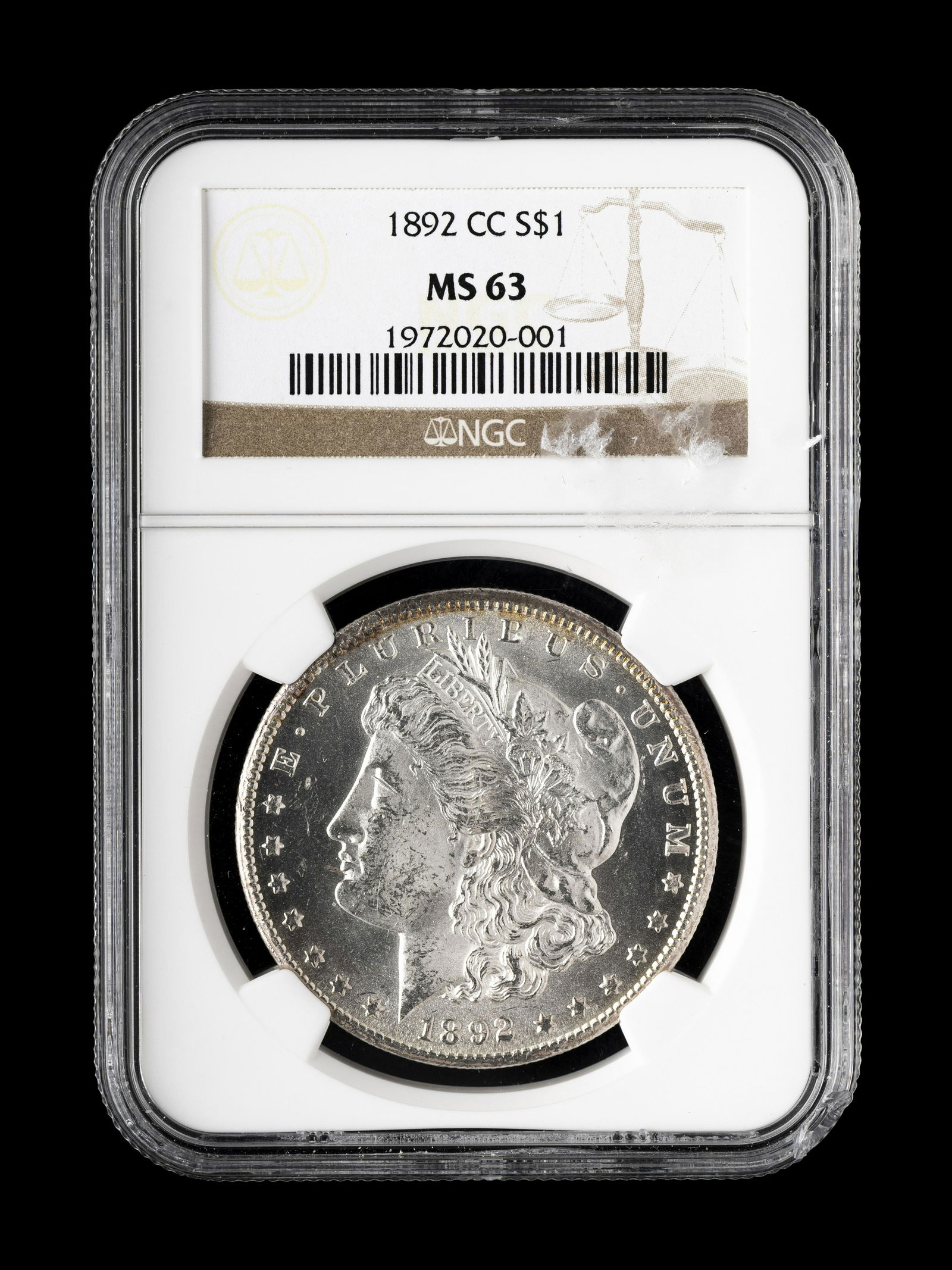 An 1892-CCMorgan$1 Coin (NGC MS63) (1 of 2)