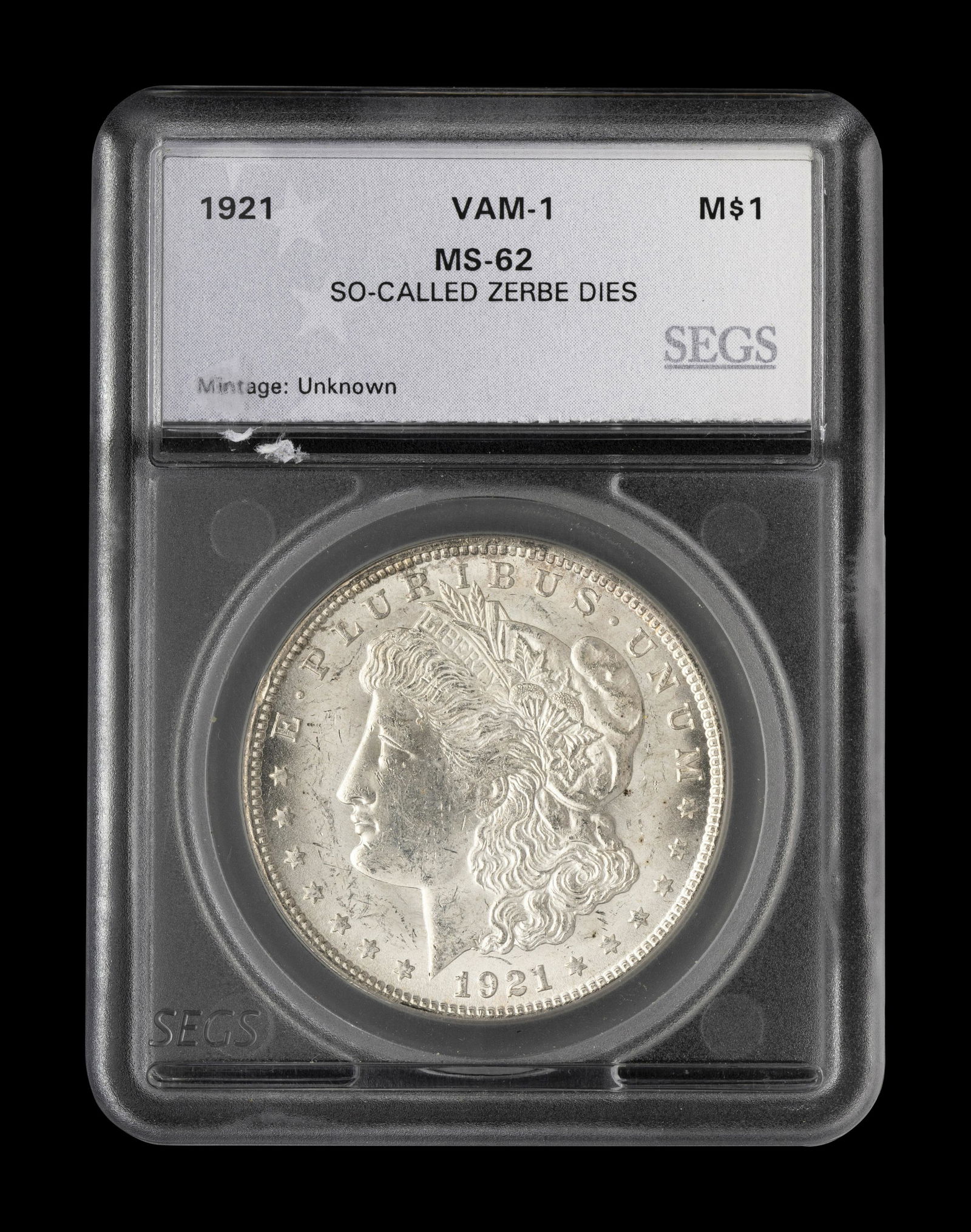 A 1921 Morgan: Zerbe Die $1 Coin (1 of 2)