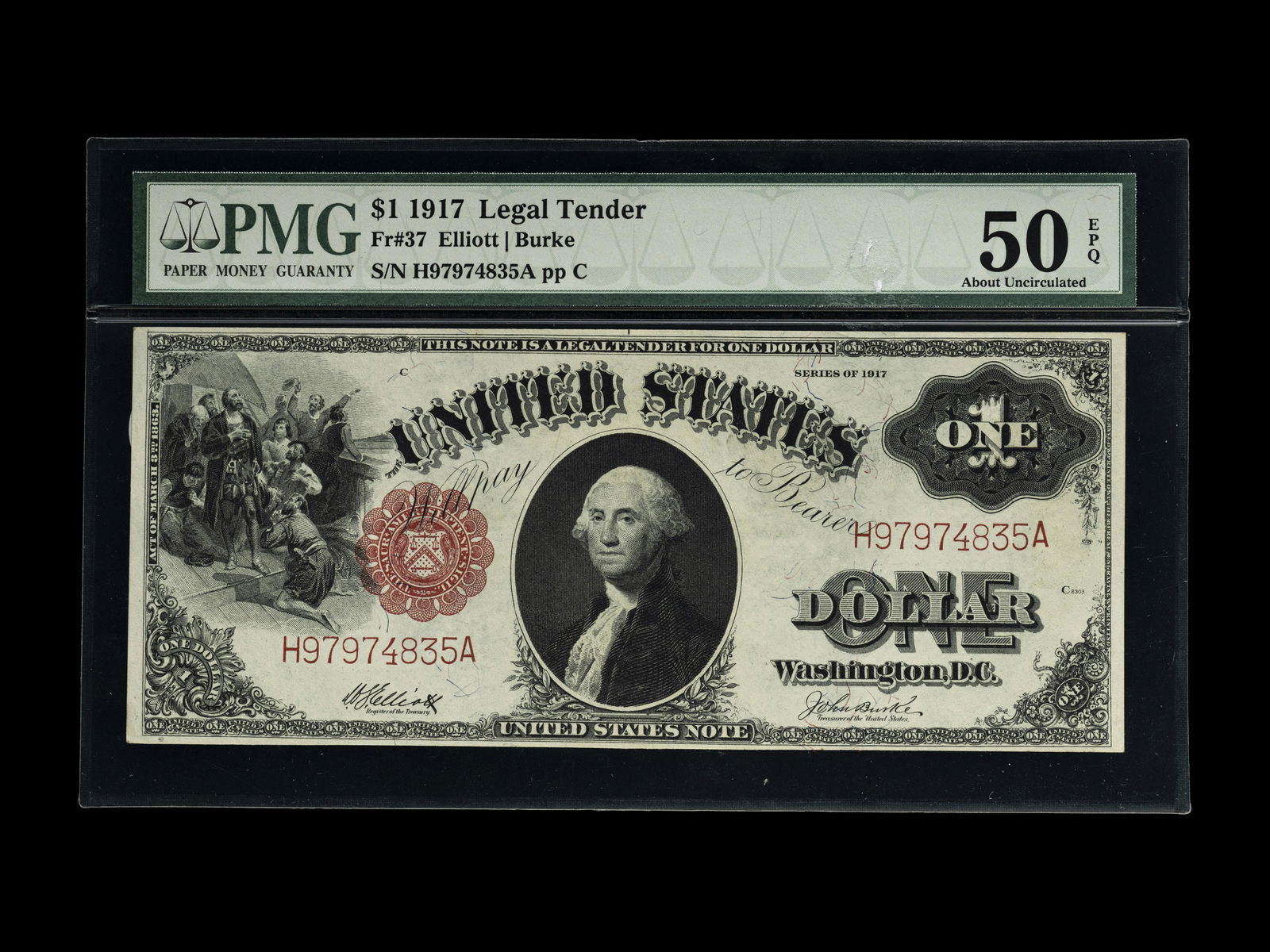 A Series 1917 $1 Legal Tender Note (PMG AU50 EPQ) [Fr. 37] (1 of 2)