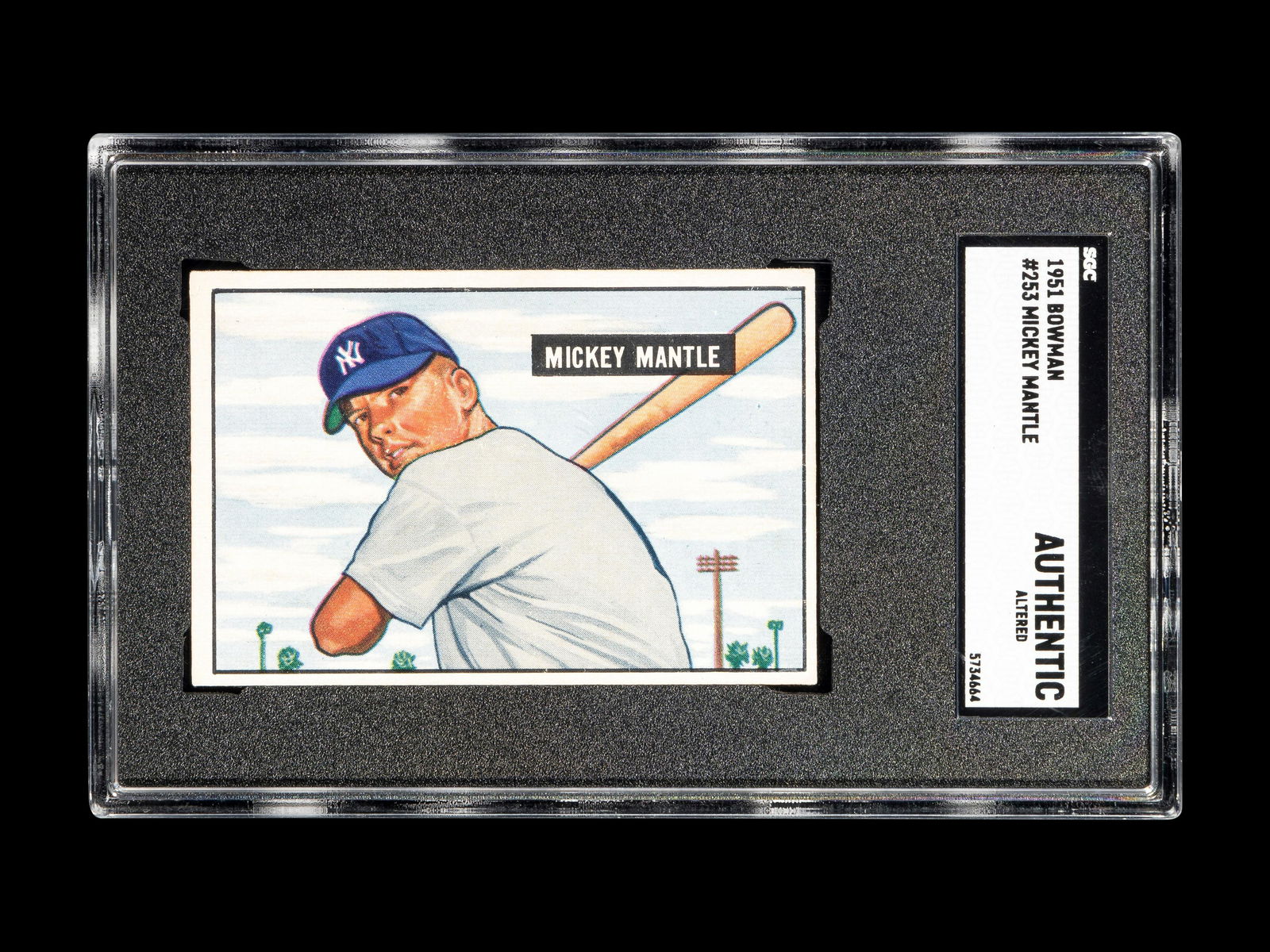 A 1951 Bowman Mickey Mantle Rookie Baseball Card No. 253 (SGC AUTHENTIC) (1 of 2)