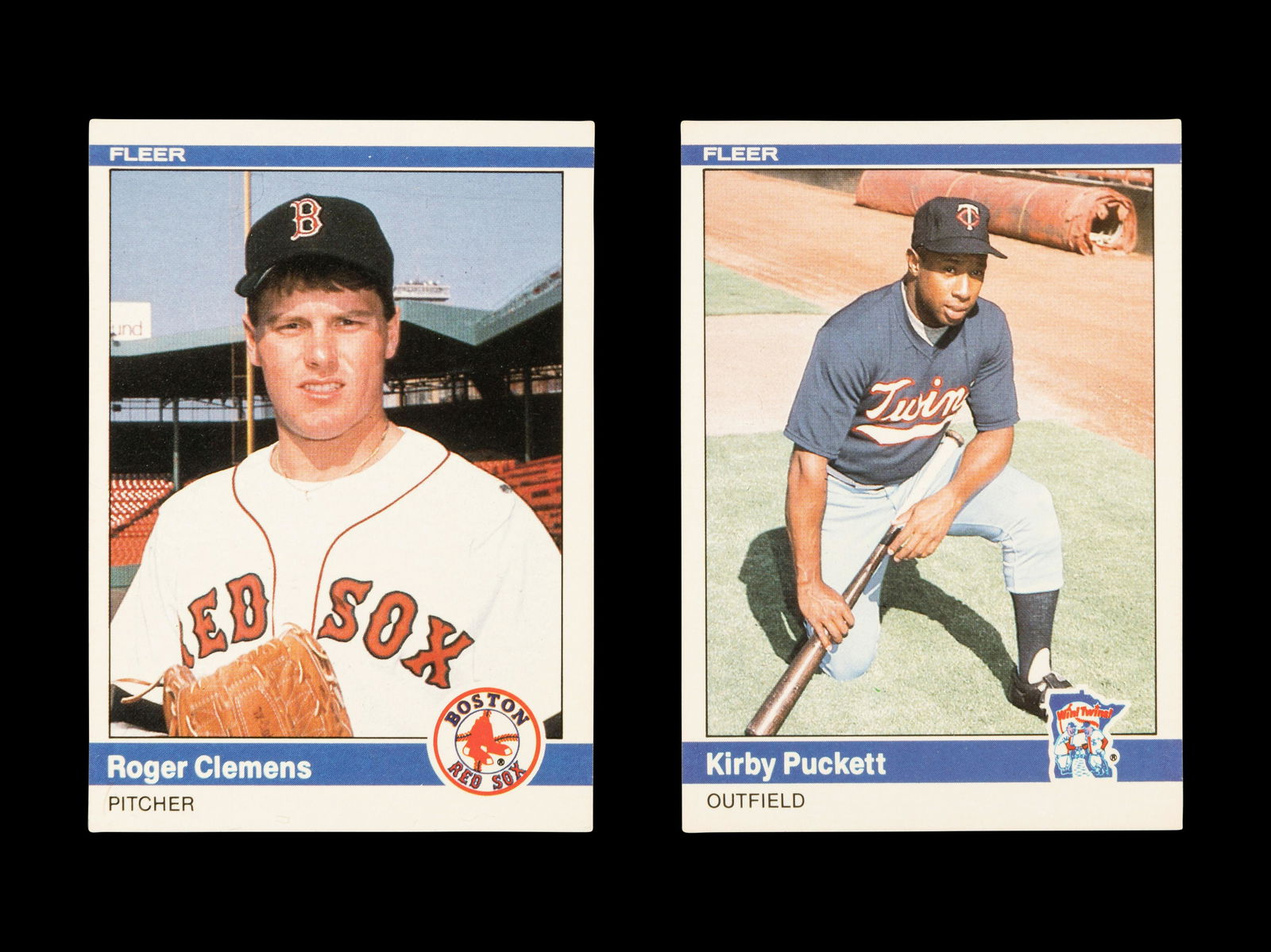 A Group of 1984 Fleer Update Roger Clemens and Kirby Puckett Rookie Baseball Cards,: A Group of 1984 Fleer Update Roger Clemens and Kirby Puckett Rookie Baseball Cards, comprising card numbers U-27 (Roger Clemens and U-93 (Kirby Puckett). This lot is located in Chicago.