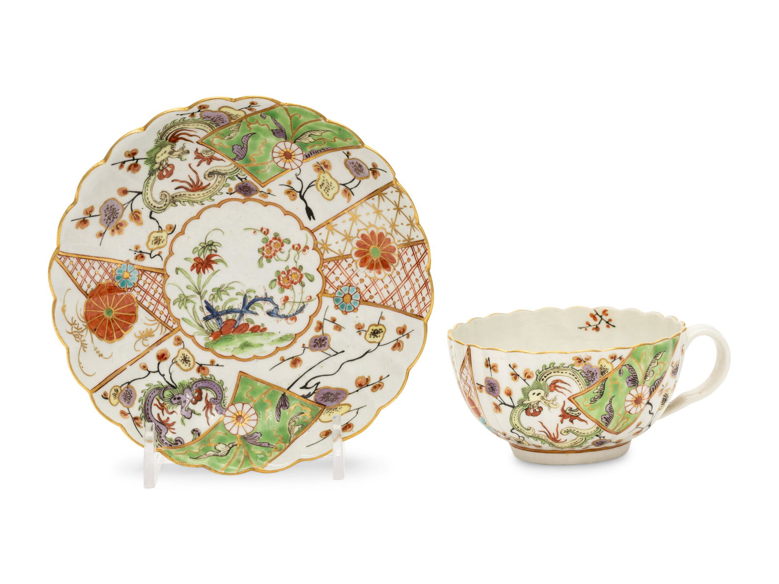 A Worcester Porcelain Teacup and Saucer (1 of 3)