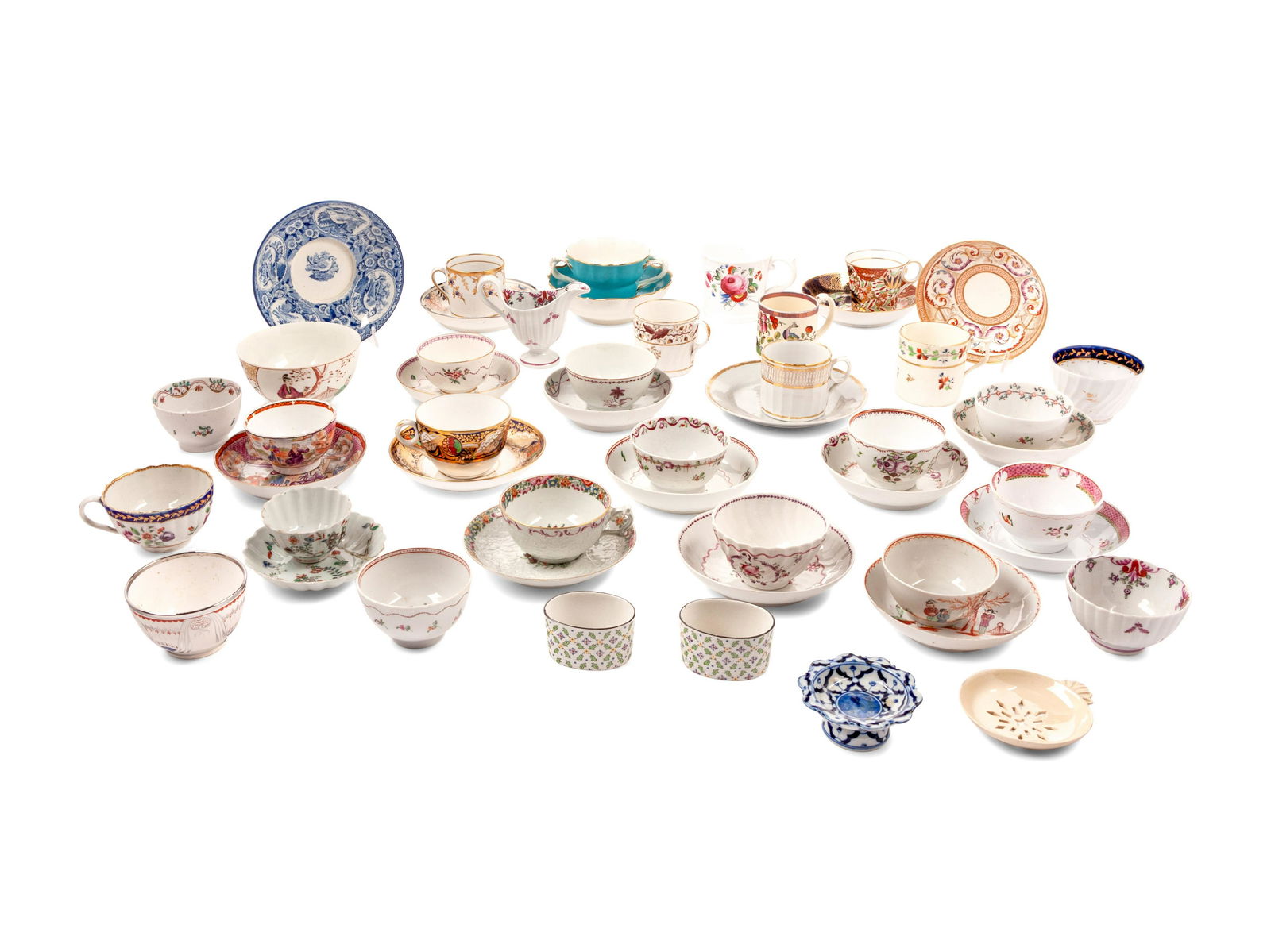 A Large Collection of English Porcelain Teacups and Saucers (1 of 6)
