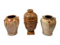 Three French Glazed Pottery Confit Jars