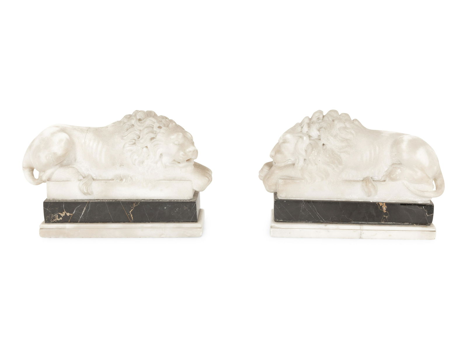 A Pair of Marble Recumbent Lion Bookends (1 of 6)
