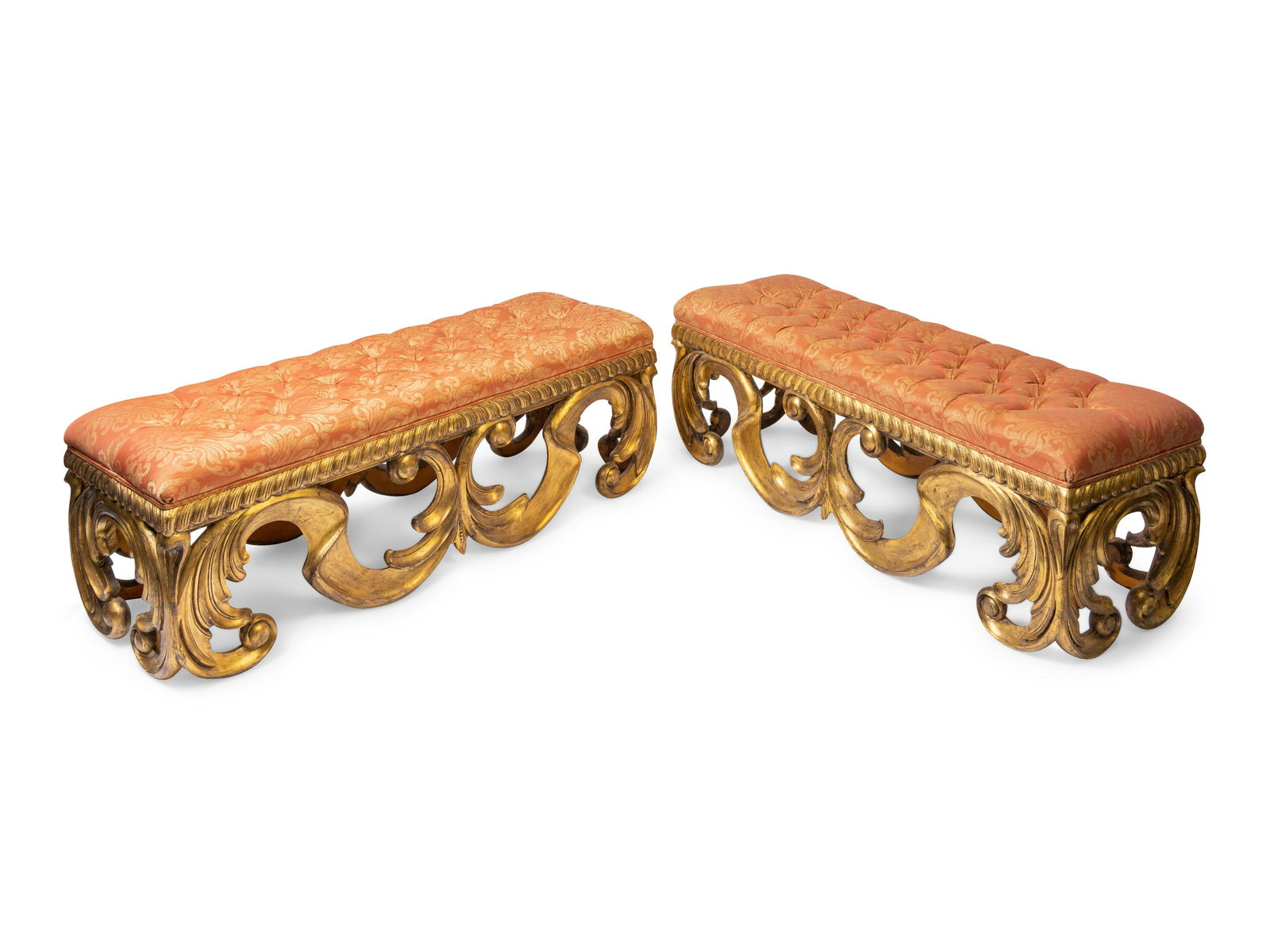 A Pair of Italian Rococo Style Giltwood Benches (1 of 3)