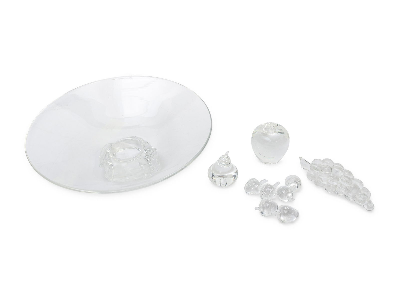 A Steuben Center Bowl and a Collection of Steuben Fruit (1 of 5)