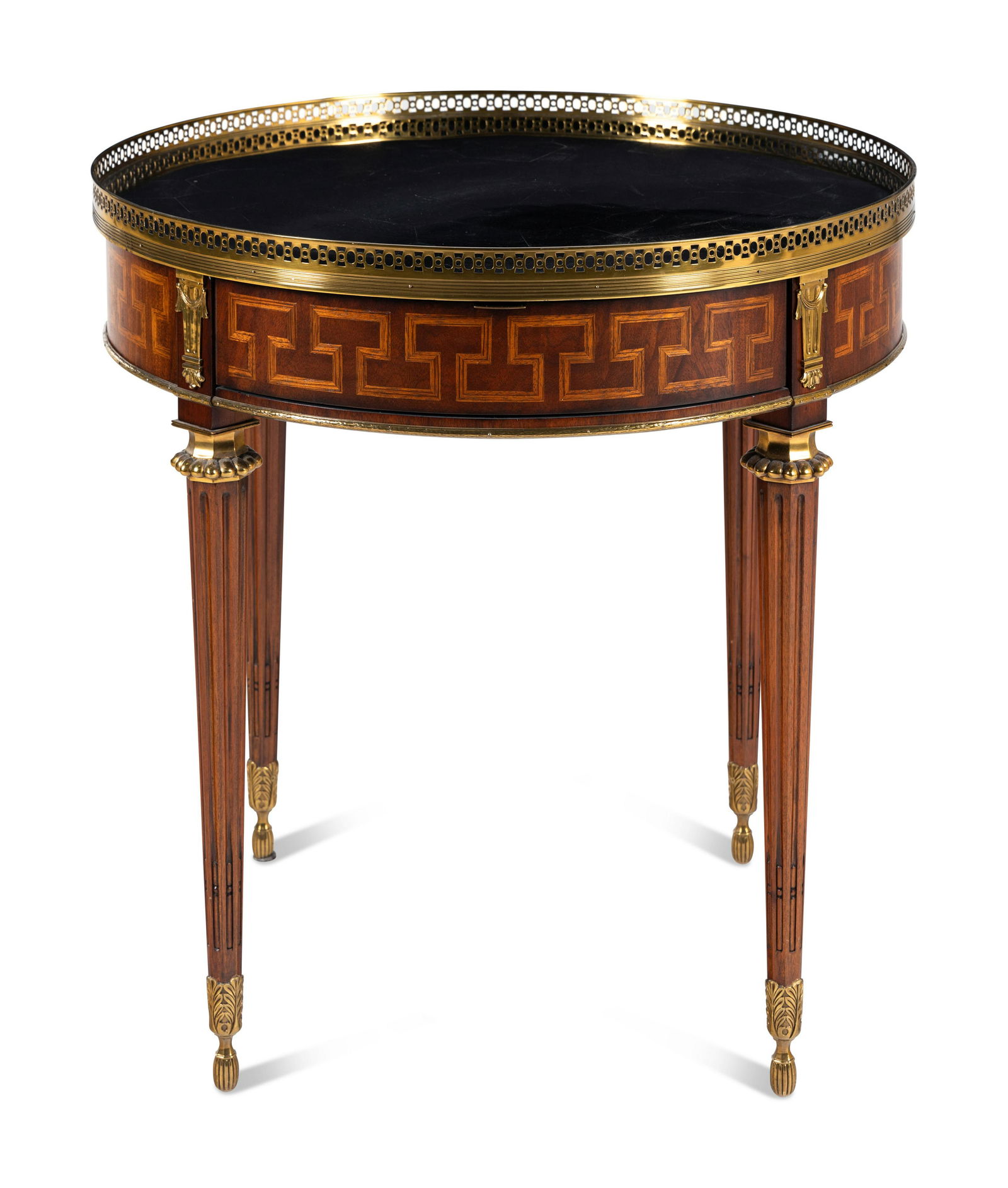 A Louis XVI Style Gilt Metal Mounted Marble-Top Mahogany Guéridon (1 of 4)