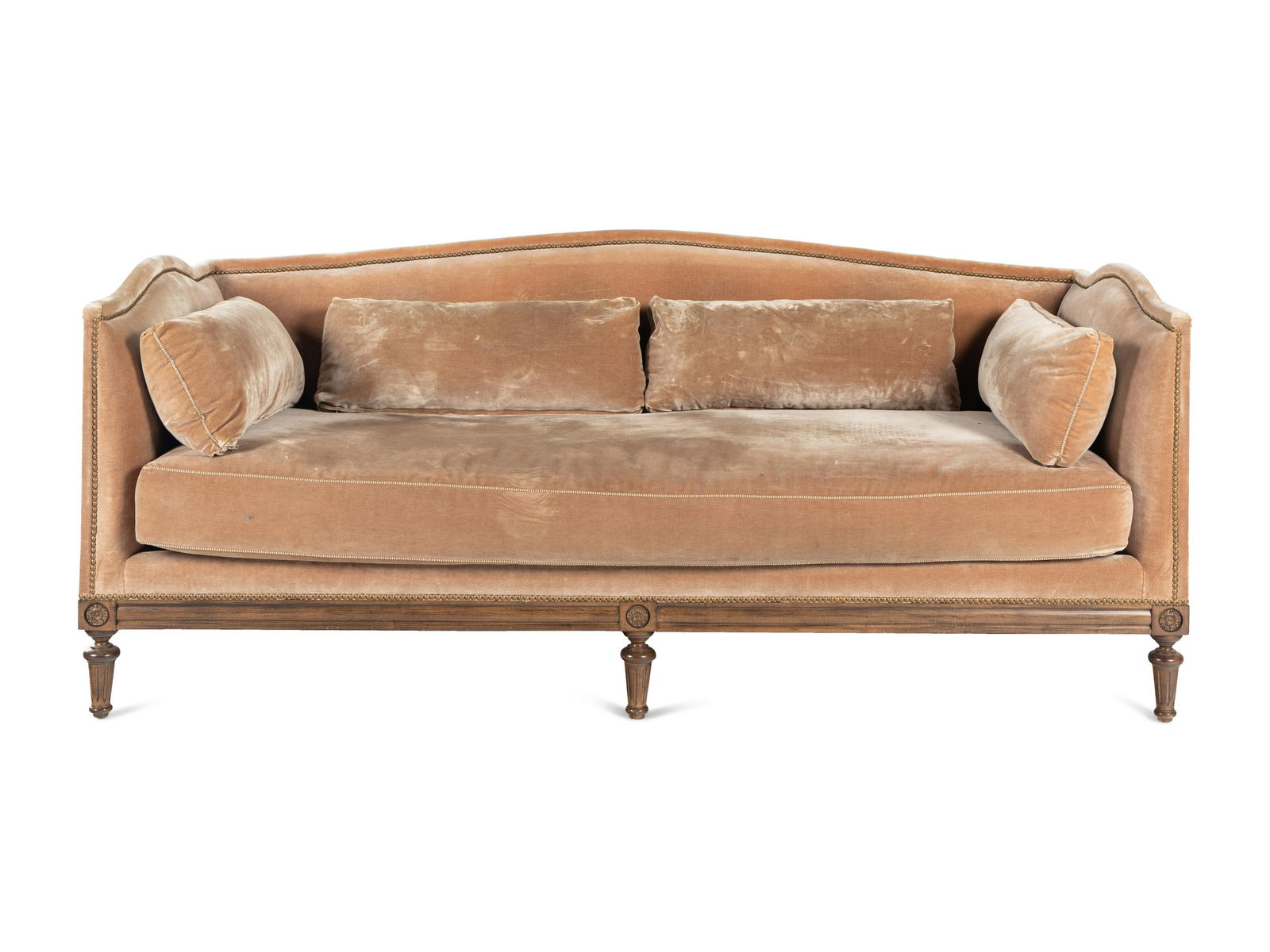 A Custom Louis XVI Style Velvet-Upholstered Settee (1 of 4)