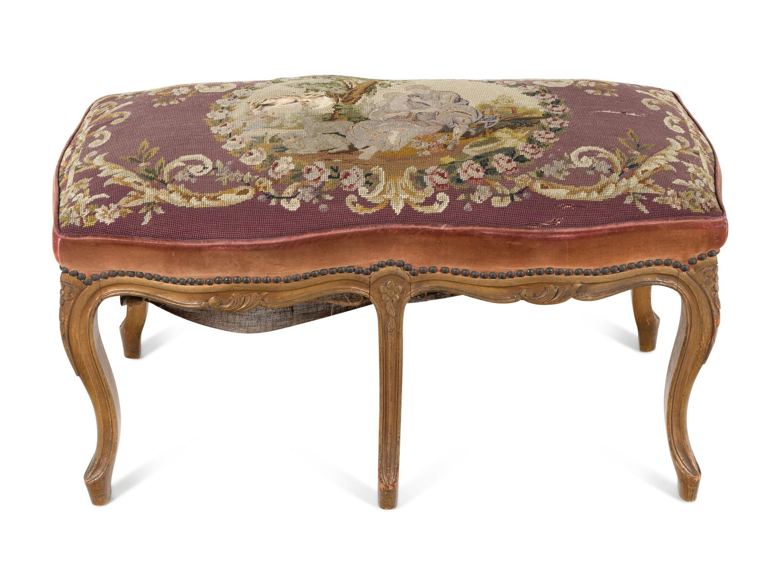 A Louis XV Style Needlepoint Upholstered Bench (1 of 3)