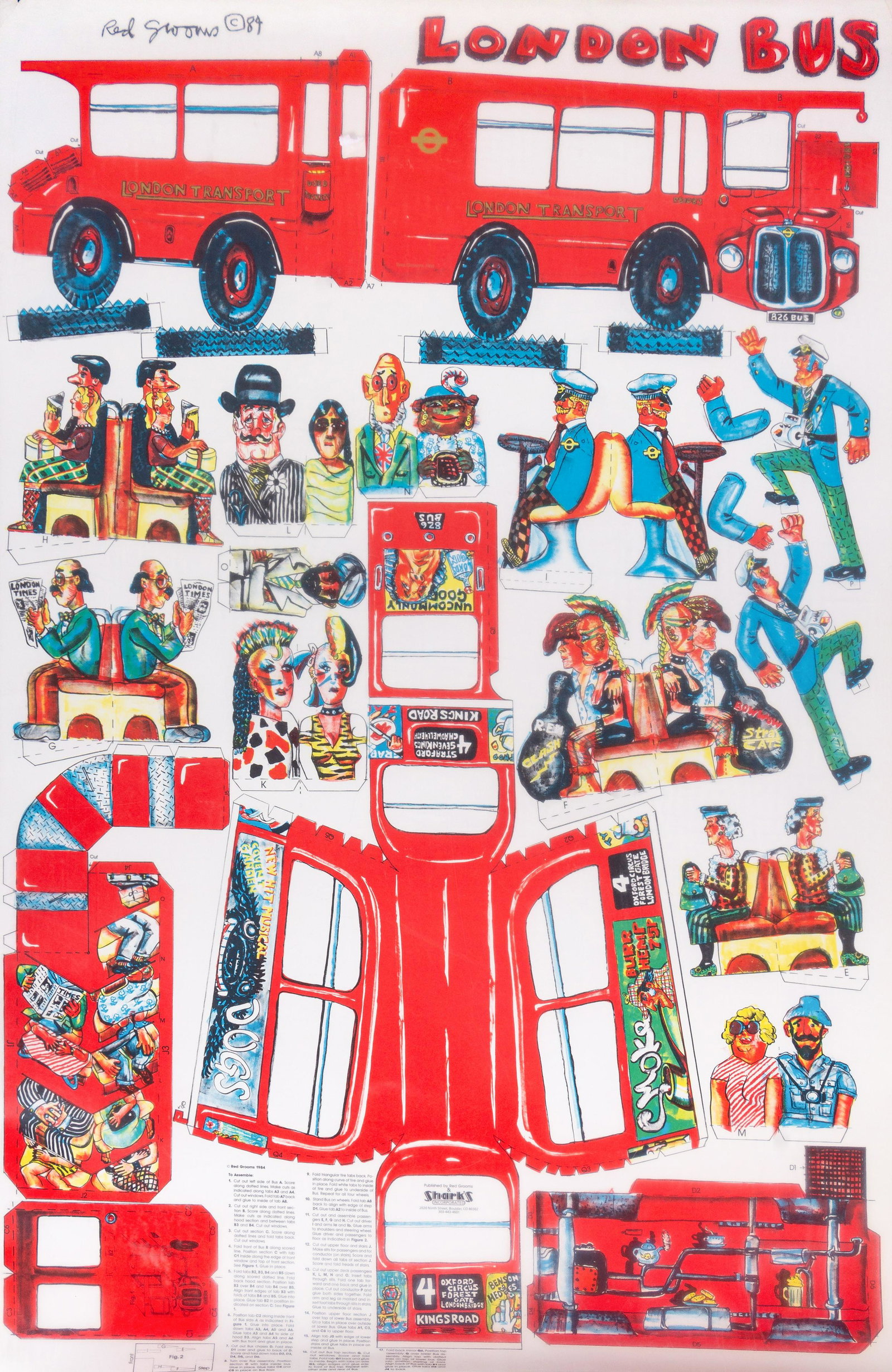 Red Grooms (American, b. 1937): Red Grooms (American, b. 1937) London Bus color lithograph This lot is located in Denver.