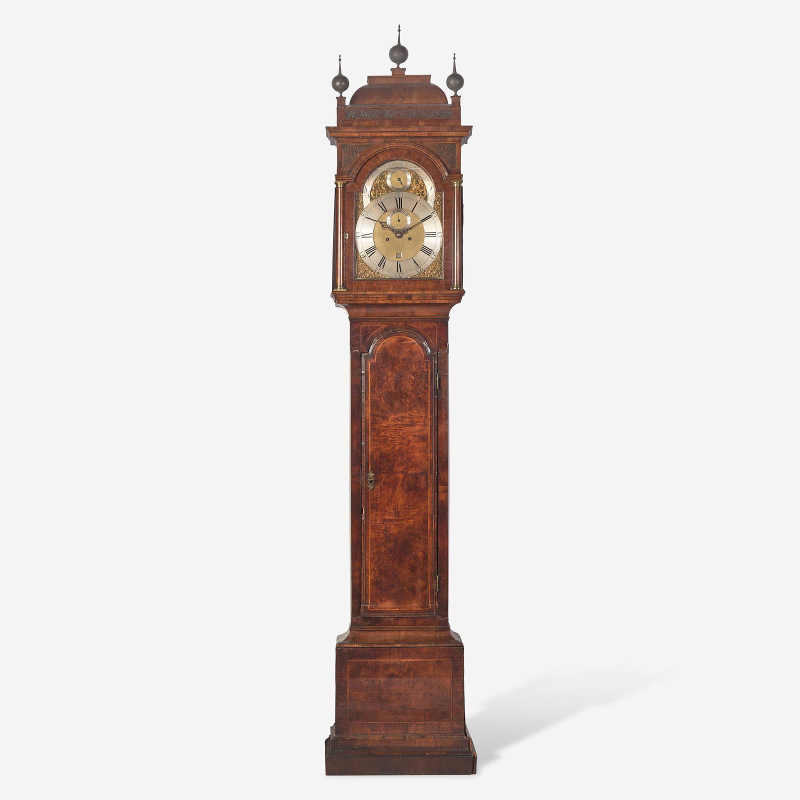 A George II inlaid and veneered burl walnut tall case clock William Scafe, London, circa 1750 (1 of 3)