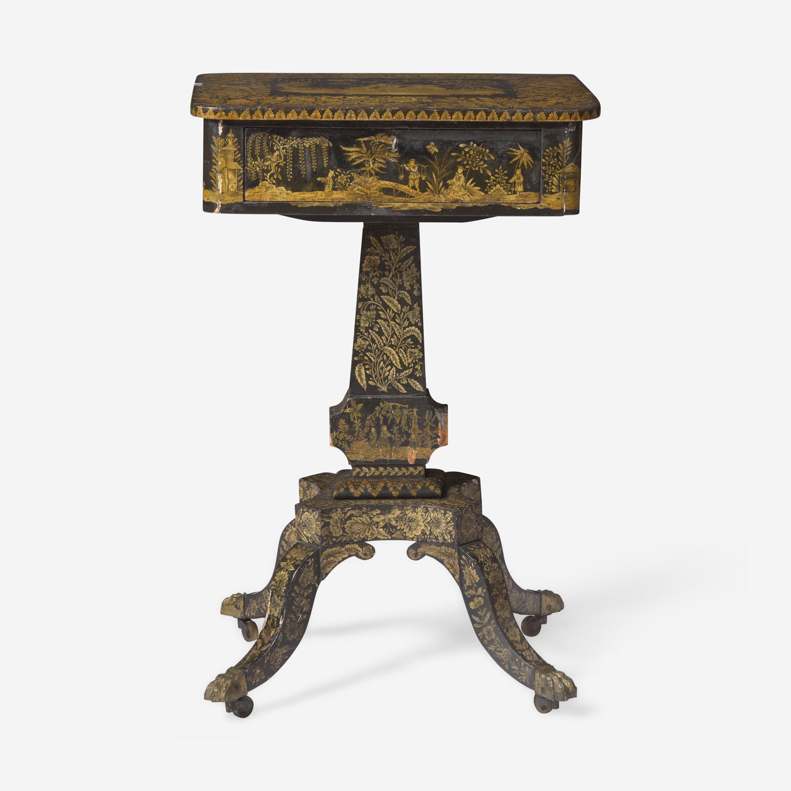 A Regency Chinoiserie penwork sewing stand early 19th century (1 of 3)