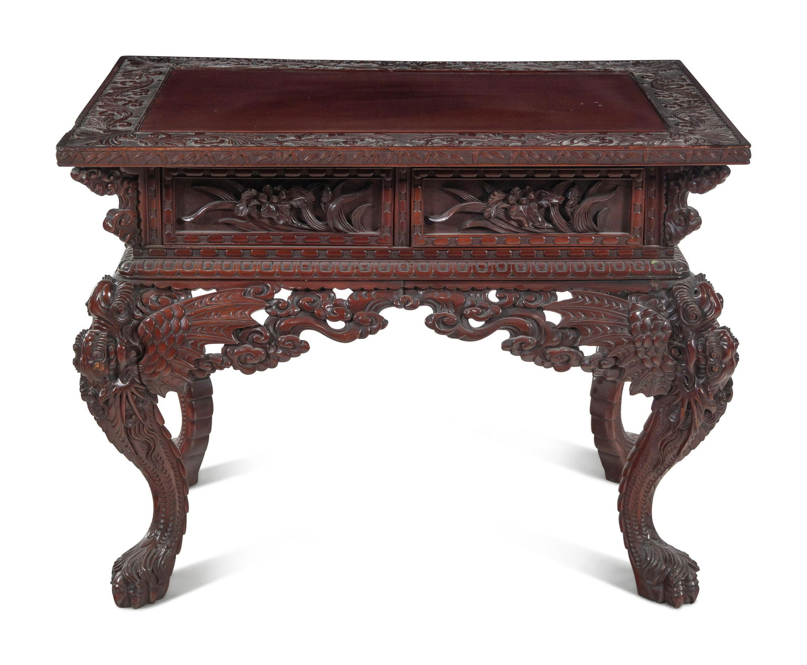 A Japanese Export Carved Hardwood Table (1 of 5)