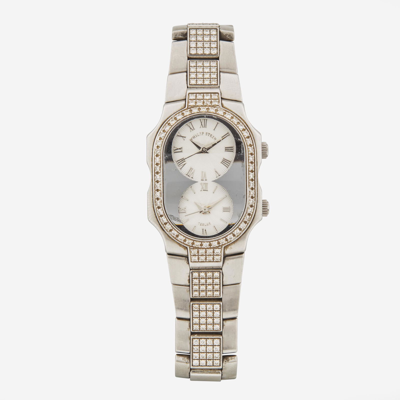 A Philip Stein Teslar Dual Time Zone Diamond Bracelet and Bezel Watch Philip Stein (1 of 2)