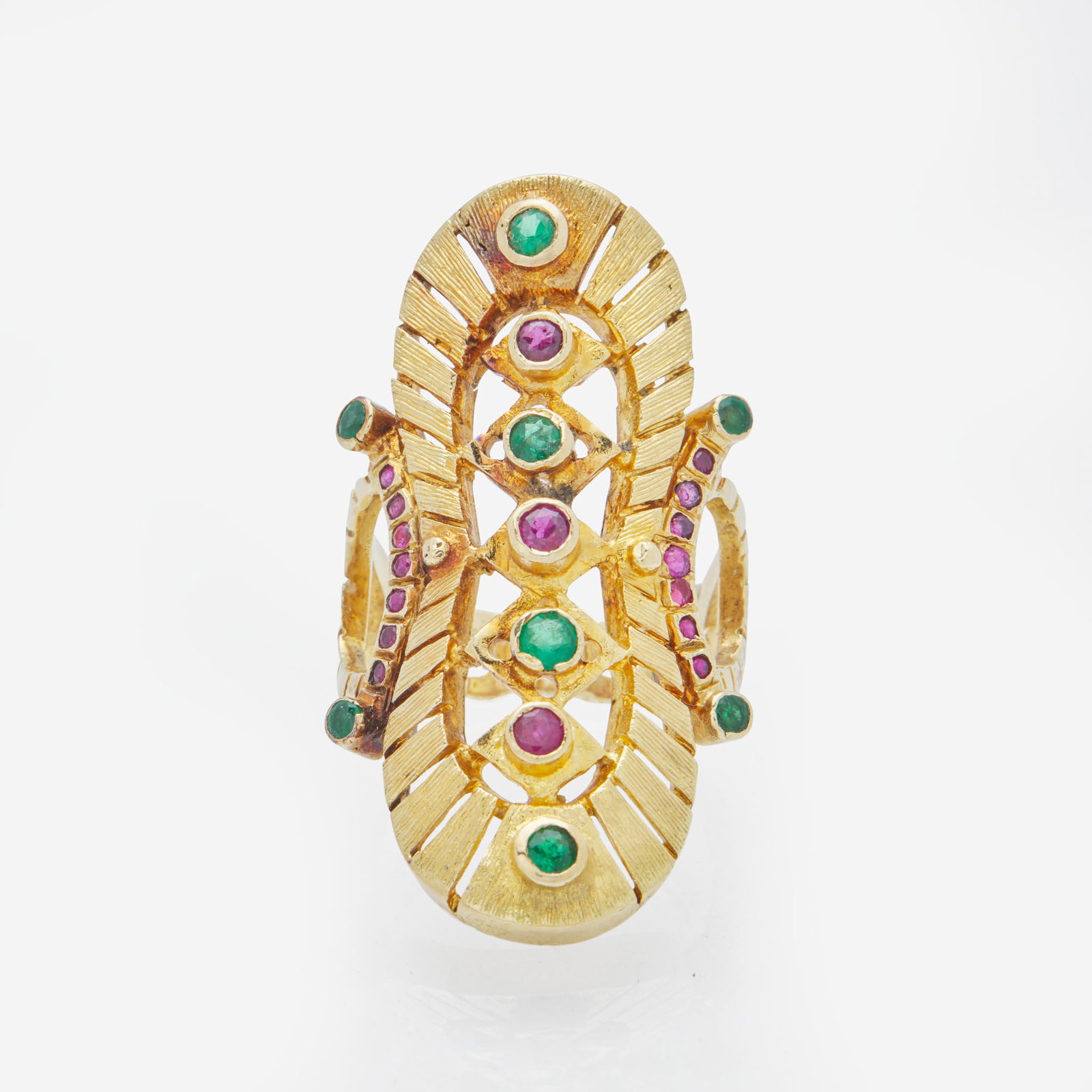 A 14K Yellow Gold, Ruby, and Emerald Ring (1 of 3)