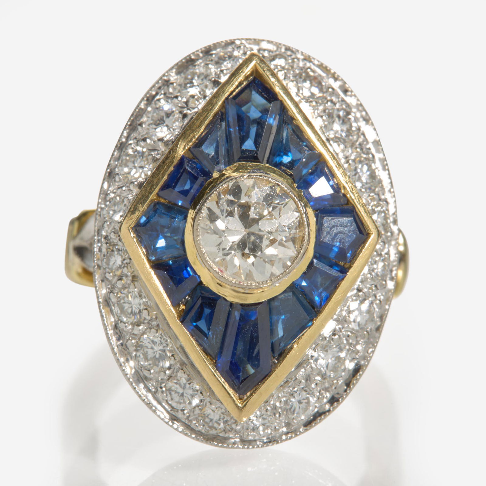 A 14K Yellow Gold, Diamond, and Sapphire Ring (1 of 4)