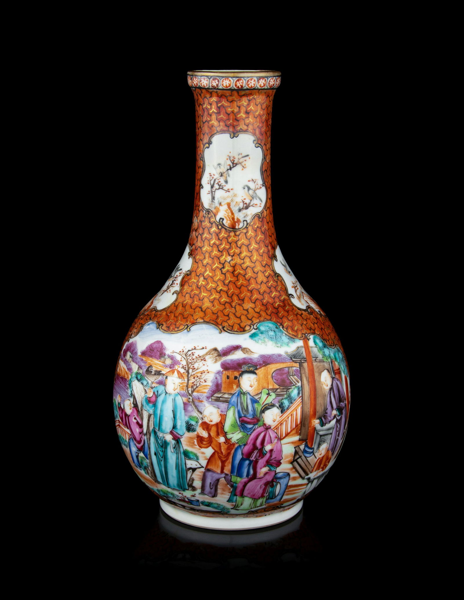 A Chinese Export Famille Rose Porcelain Bottle Vase (1 of 3)
