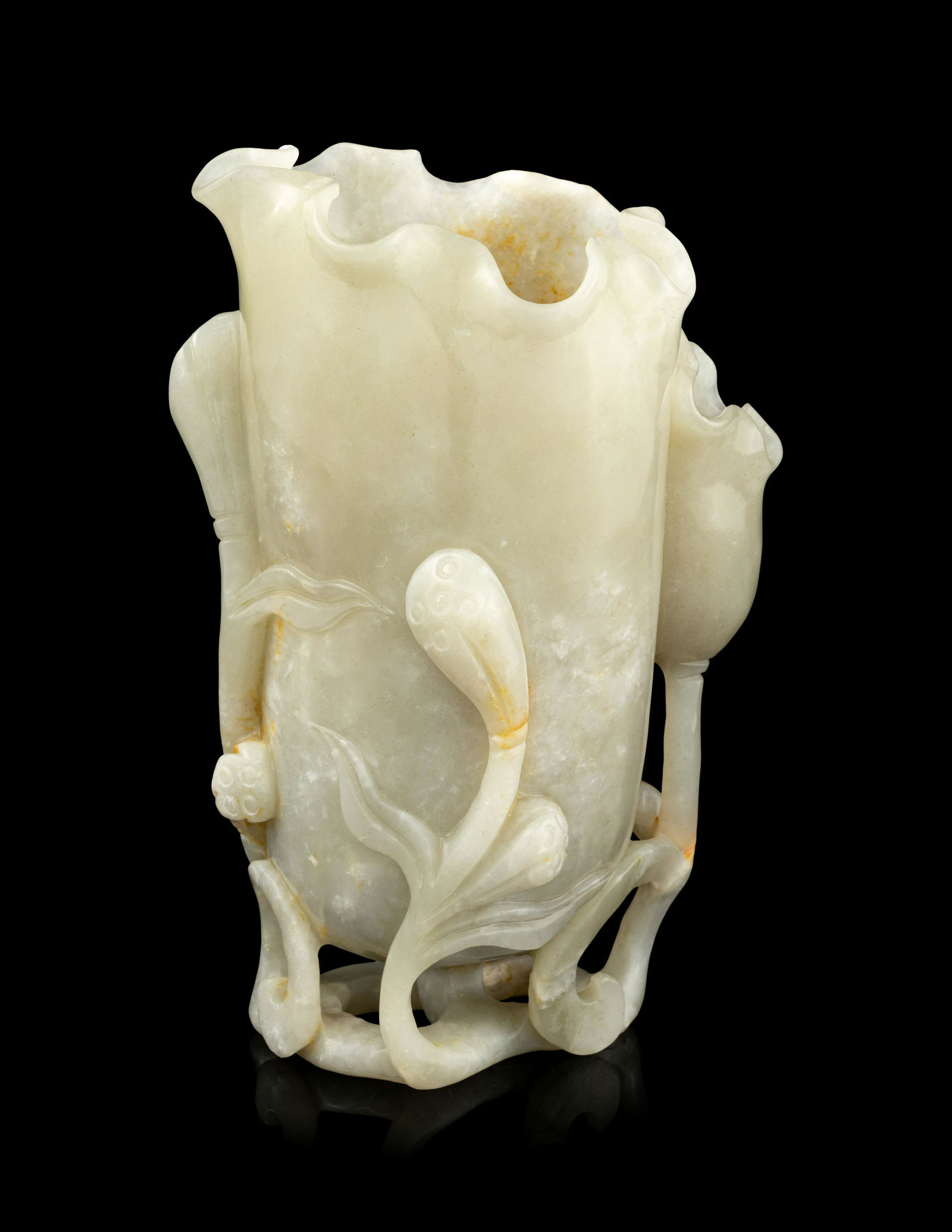 A Celadon Jade Lotus Leaf-Form Vase (1 of 2)