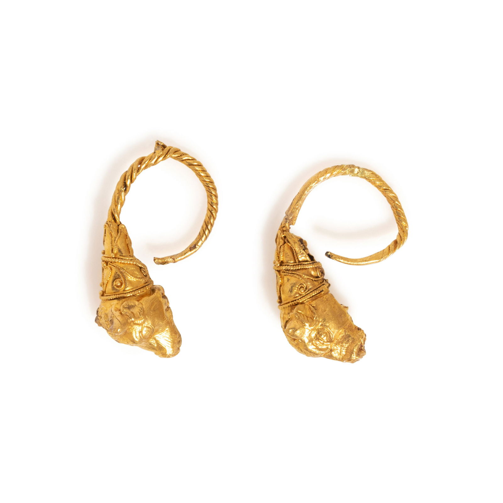 A Pair of Greek Gold Earrings with Dog Heads (1 of 3)
