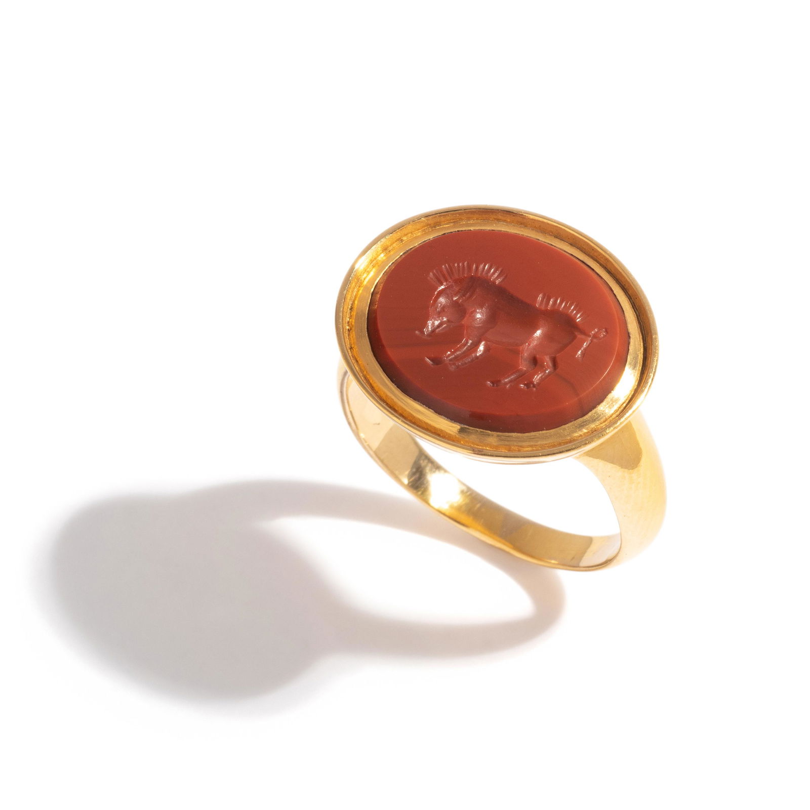A Roman Red Jasper Ring Stone with a Boar (1 of 4)