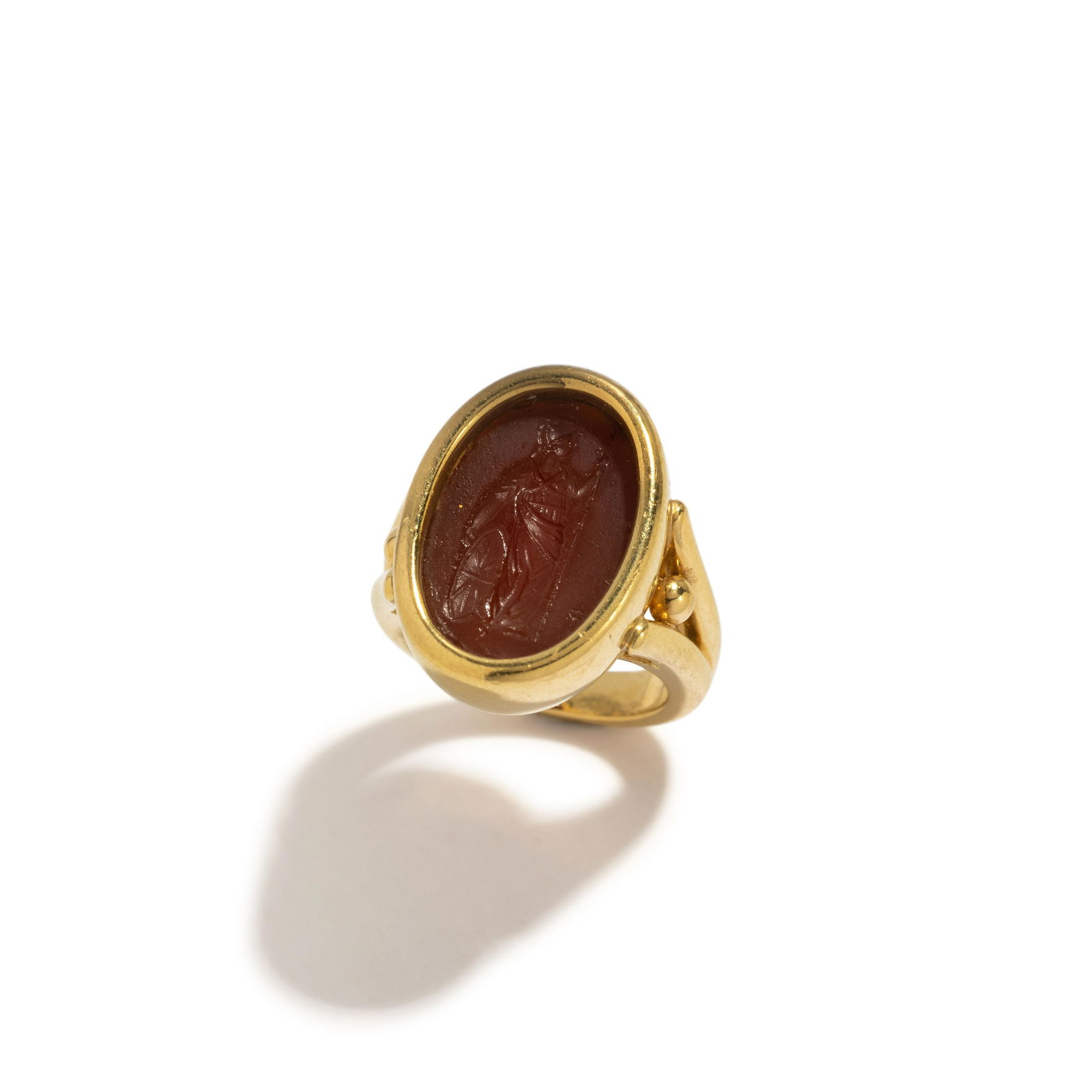 A Roman Carnelian Ring Stone with the Goddess Minerva (1 of 4)