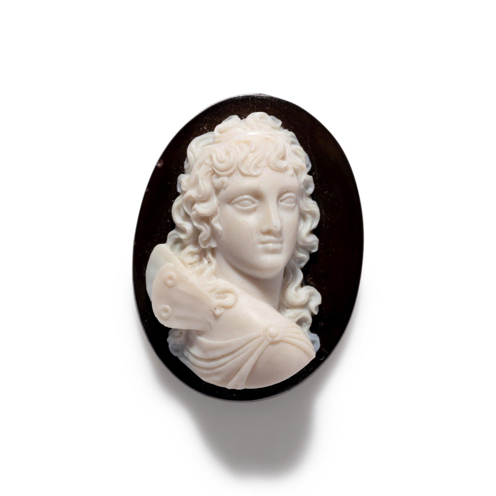 A Neoclassical Onyx Cameo with the Goddess Psyche: A Neoclassical Onyx Cameo with the Goddess Psyche Unlike her paramour, Eros who was most often adorned with bird wings in neoclassical cameos, Psyche is typically rendered with butterfly wings. For a 