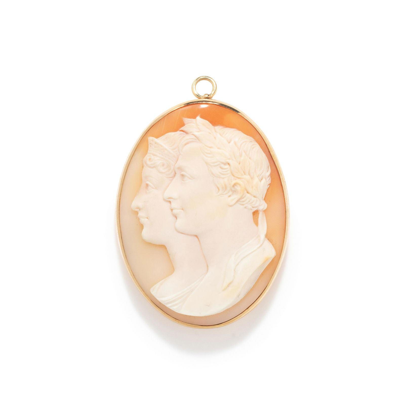 A Neoclassical Carnelian Cameo Pendant Brooch with a Double Portrait (1 of 2)