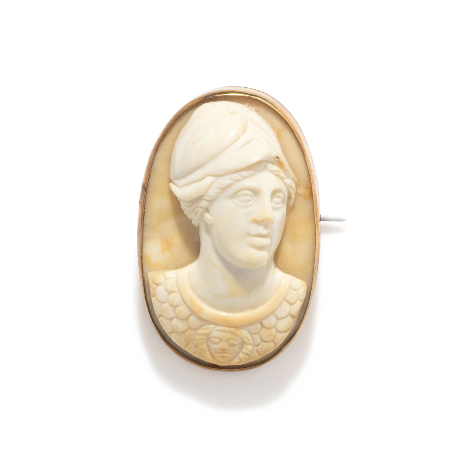 A White Agate Cameo Brooch with the Goddess Athena (1 of 2)