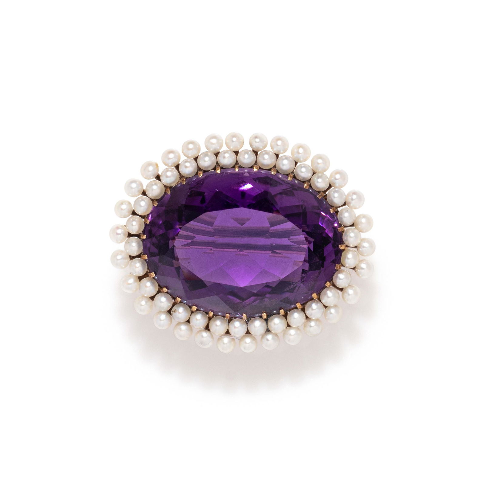 ANTIQUE, AMETHYST AND PEARL BROOCH (1 of 2)