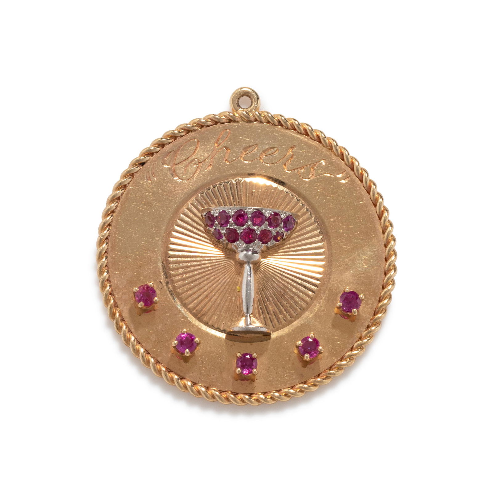 BICOLOR GOLD AND RUBY 'CHEERS' CHARM (1 of 2)