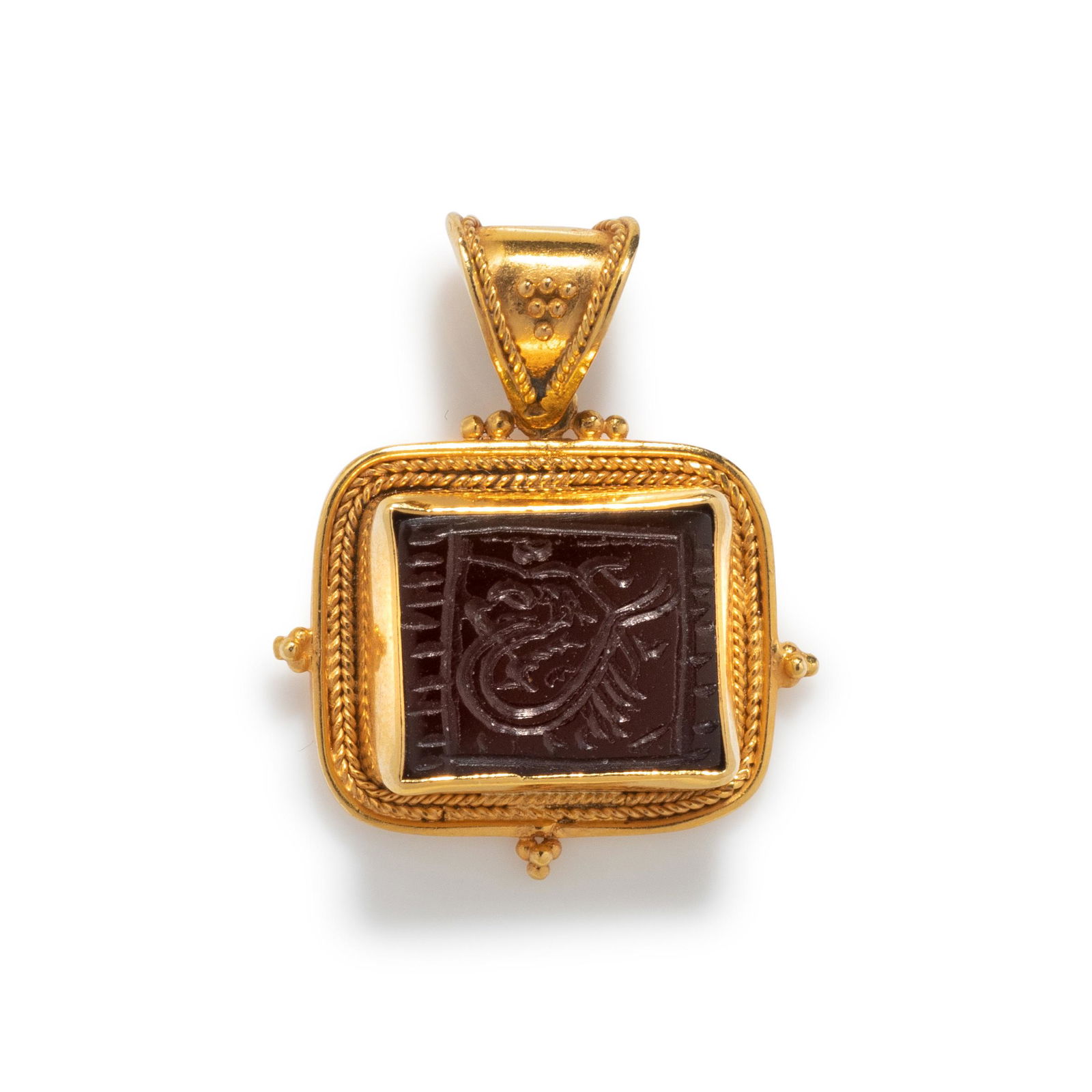 HIGH KARAT GOLD AND SARDONYX INTAGLIO PENDANT (1 of 2)