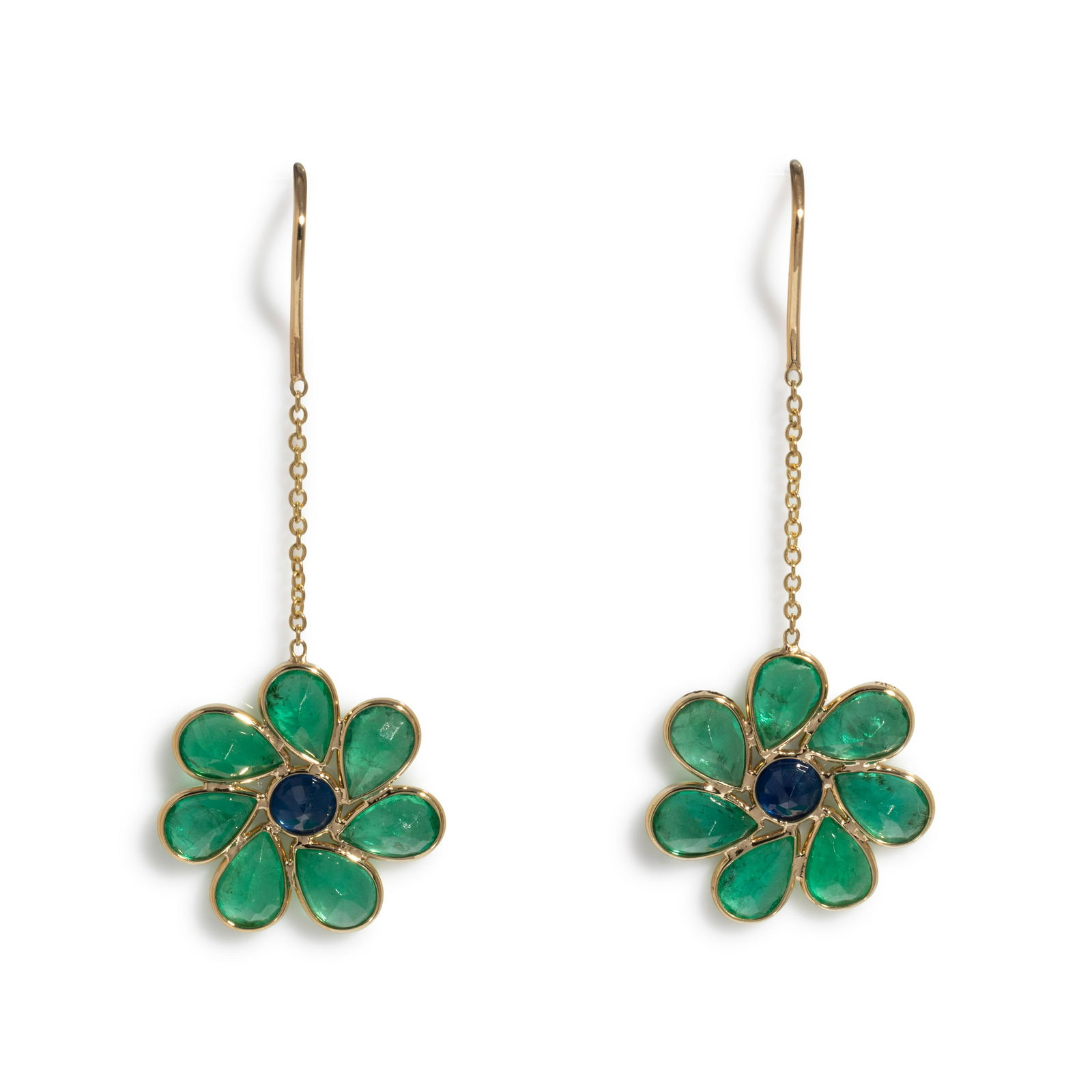 EMERALD AND SAPPHIRE FLOWER EARRINGS (1 of 2)