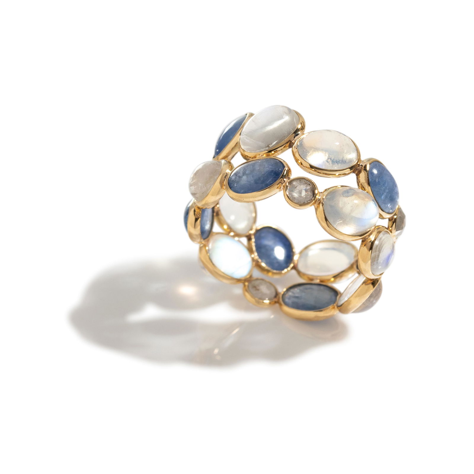MOONSTONE, TANZANITE AND DIAMOND RING (1 of 3)