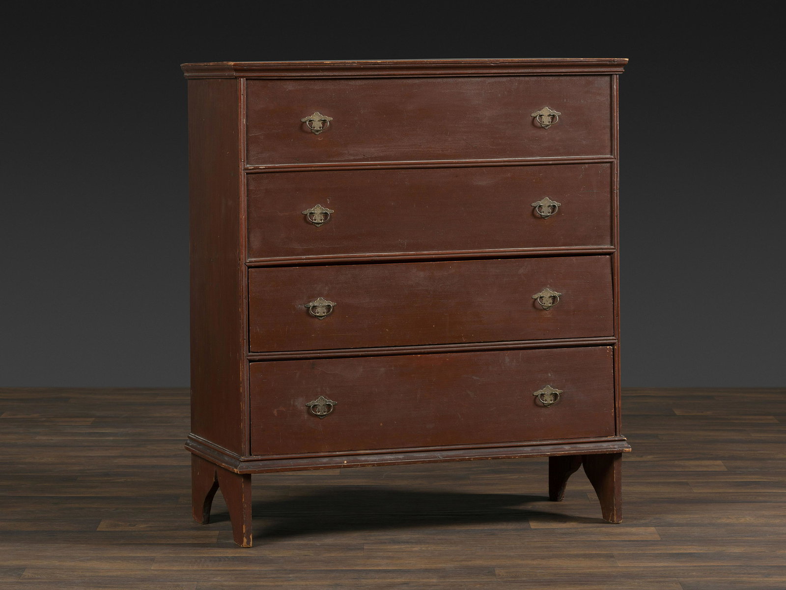 A William and Mary Red Painted Poplar Two-Drawer Blanket Chest (1 of 5)