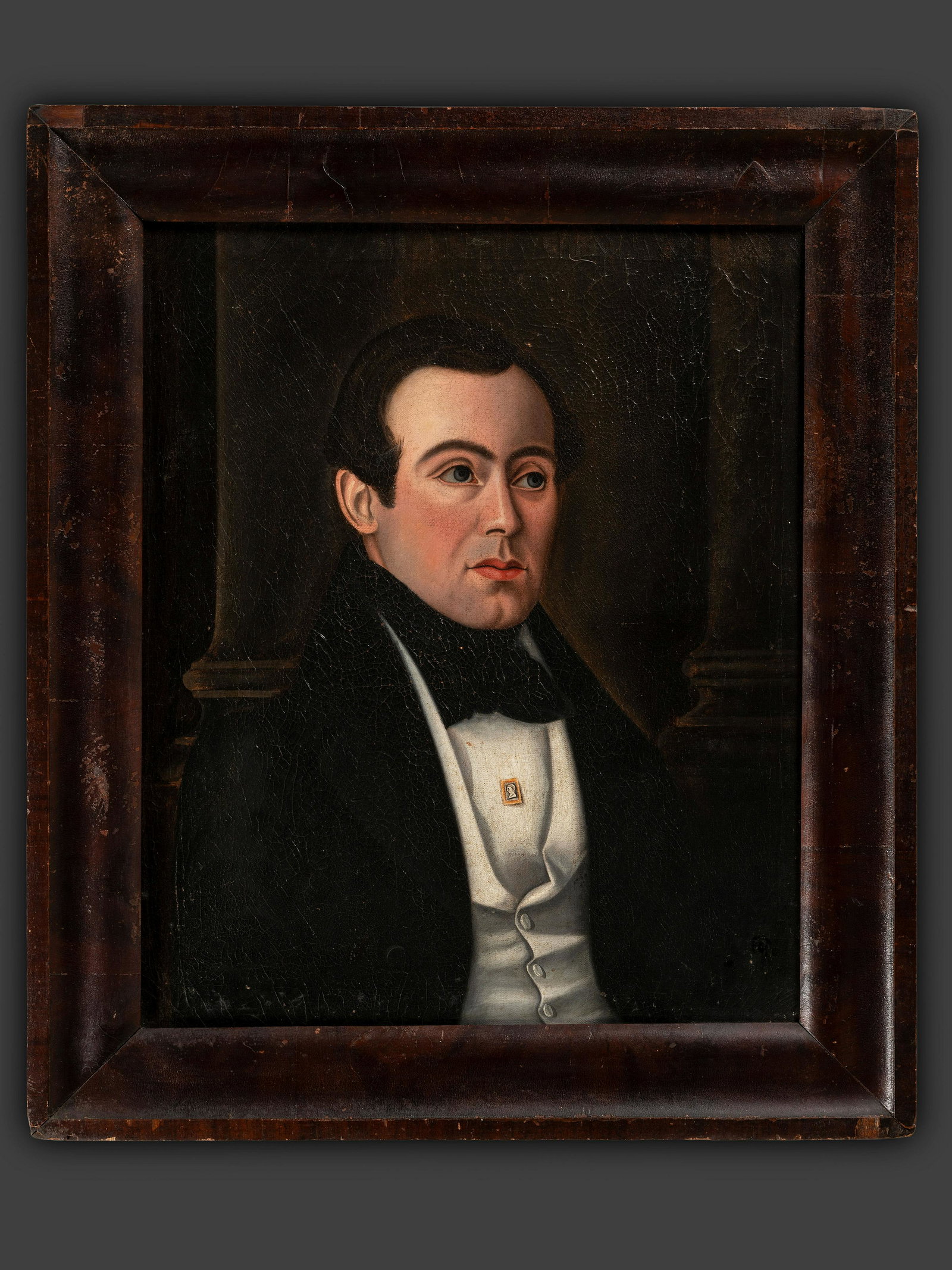 American School, 19th Century: American School, 19th Century Portrait of a Man oil on canvas unsigned 26 x 21 1/2 inches. This lot is located in Cincinnati. Property from the collection of Jonathan Holstein, San Francisco, CA