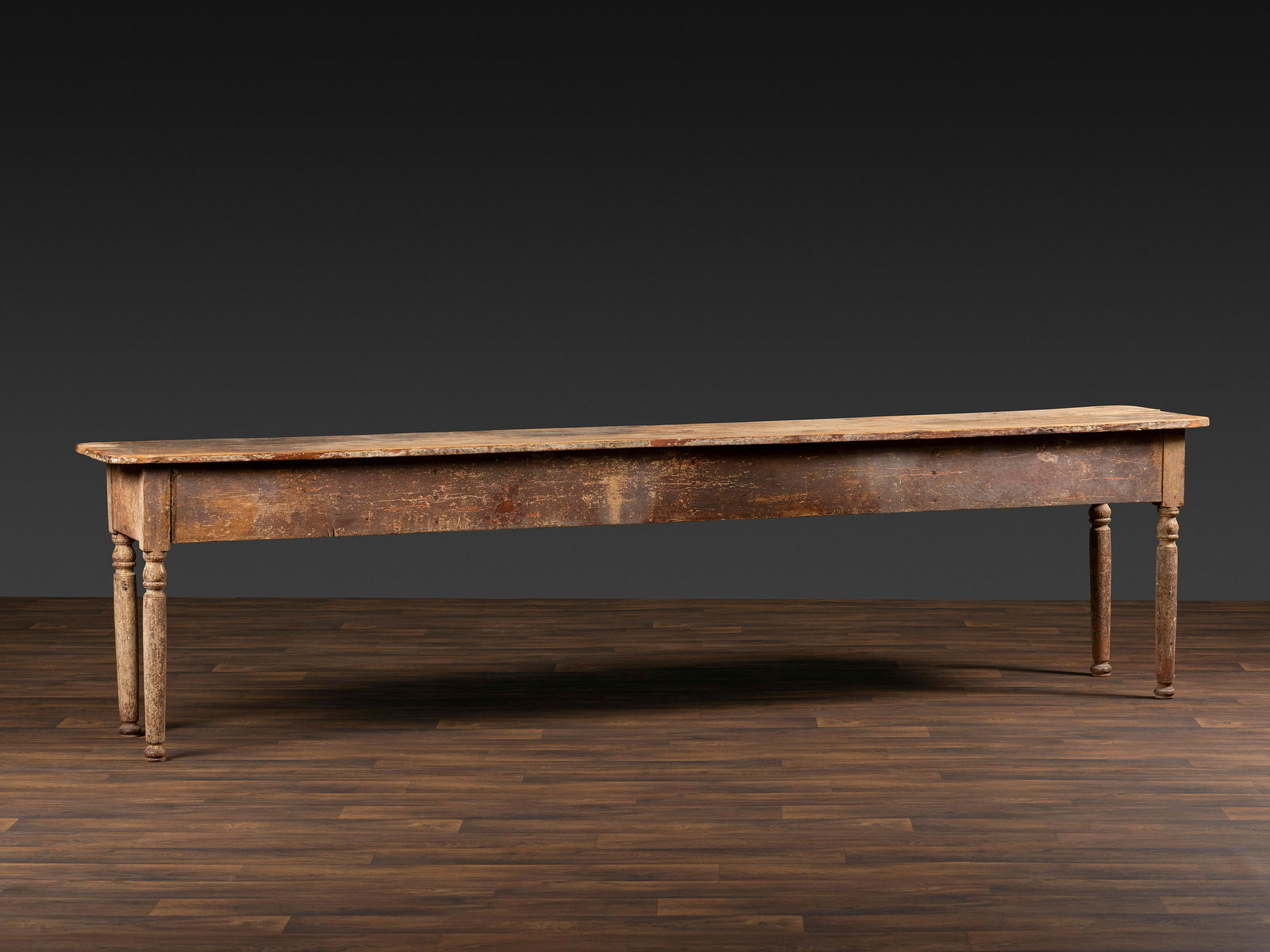 A Country Red Painted Scrubbed Single-Plank Top Pine Harvest Table (1 of 5)