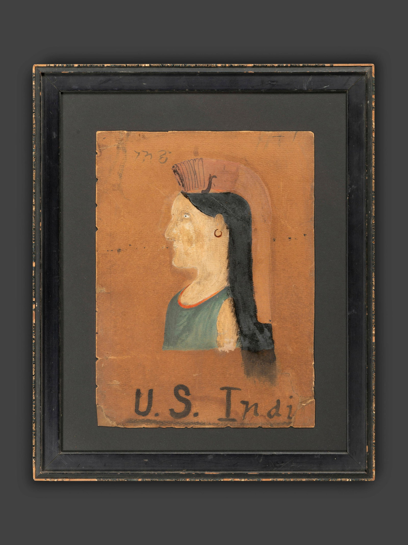 American School, Late 19th Century: American School, Late 19th Century gouache and ink on paperboard inscribed U.S. Indi to lower edge 16 x 12 inches. This lot is located in Cincinnati. Property from the collection of Jonathan Holstein,