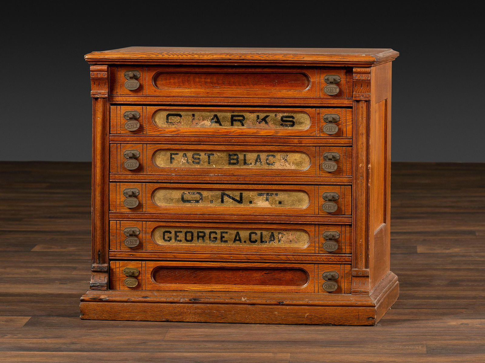A Six-Drawer Oak Spool Cabinet (1 of 4)