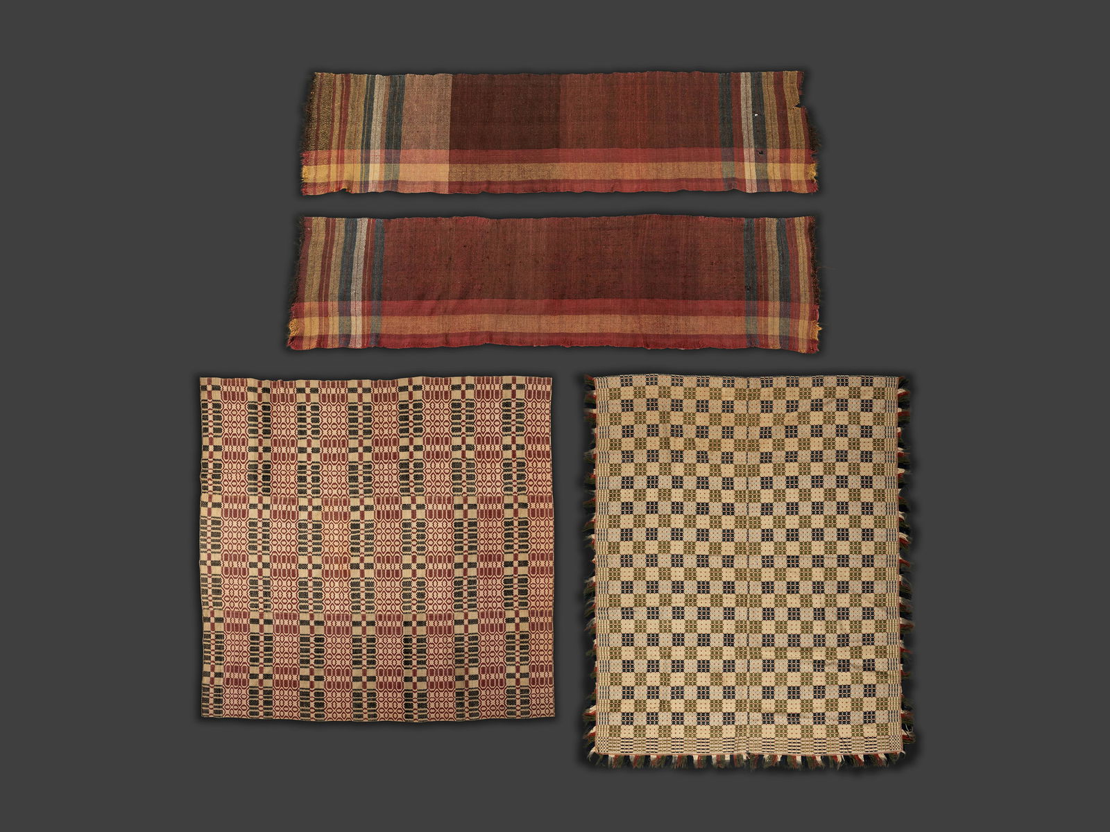 Two Woven Coverlets and a Pair of Woven Runners (1 of 4)