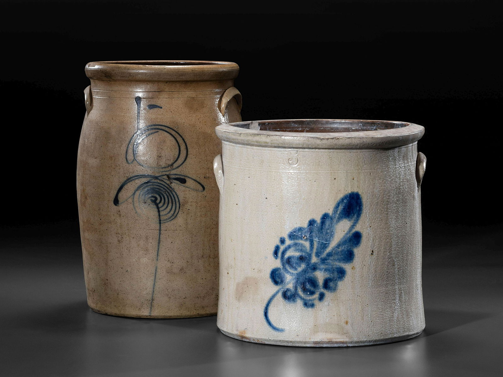 Two Cobalt Decorated Stoneware Vessels (1 of 5)