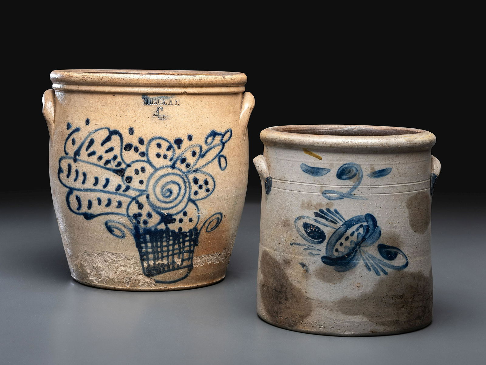 Two Cobalt Decorated Stoneware Crocks (1 of 5)