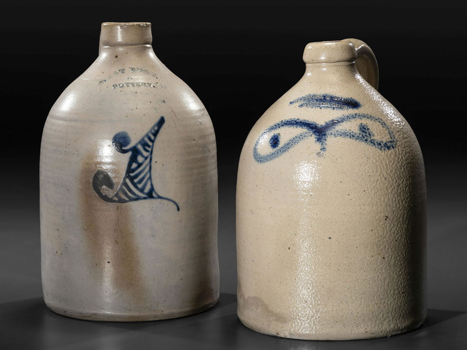 Two Cobalt-Decorated Stoneware One Gallon Jugs (1 of 7)