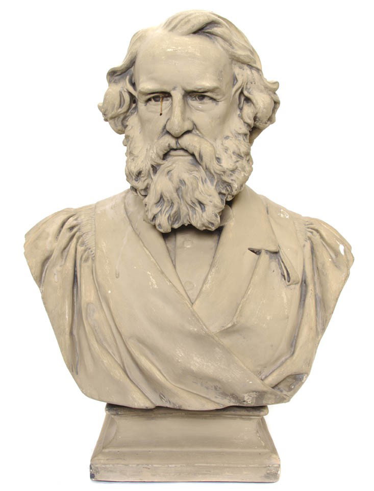 A Cast Plaster Bust, Height 32 1/2 inches.: A Cast Plaster Bust, depicting Henry Wadsworth Longfellow. Height 32 1/2 inches. Property from the Chicago Theological Seminary, Chicago, Illinois