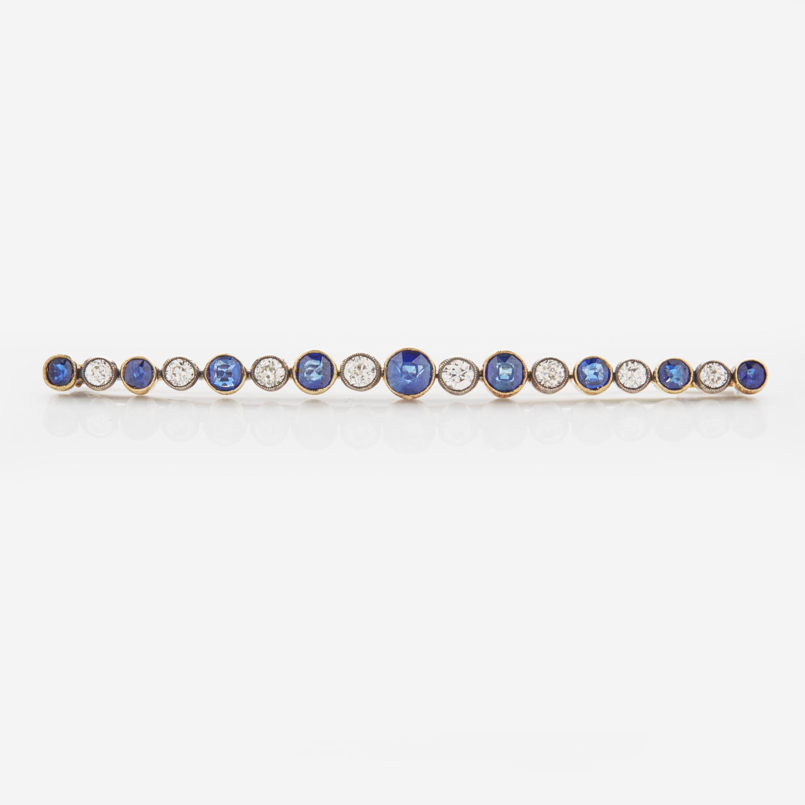 A 14K Yellow Gold, Diamond, and Sapphire Brooch (1 of 3)