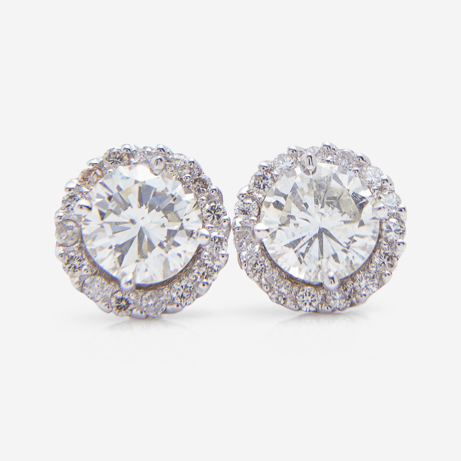 A Pair of 18K White Gold and Diamond Stud Earrings (1 of 3)