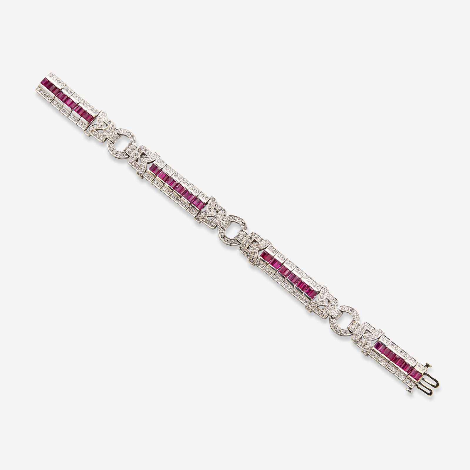 An 18K White Gold, Diamond, and Ruby Bracelet (1 of 3)