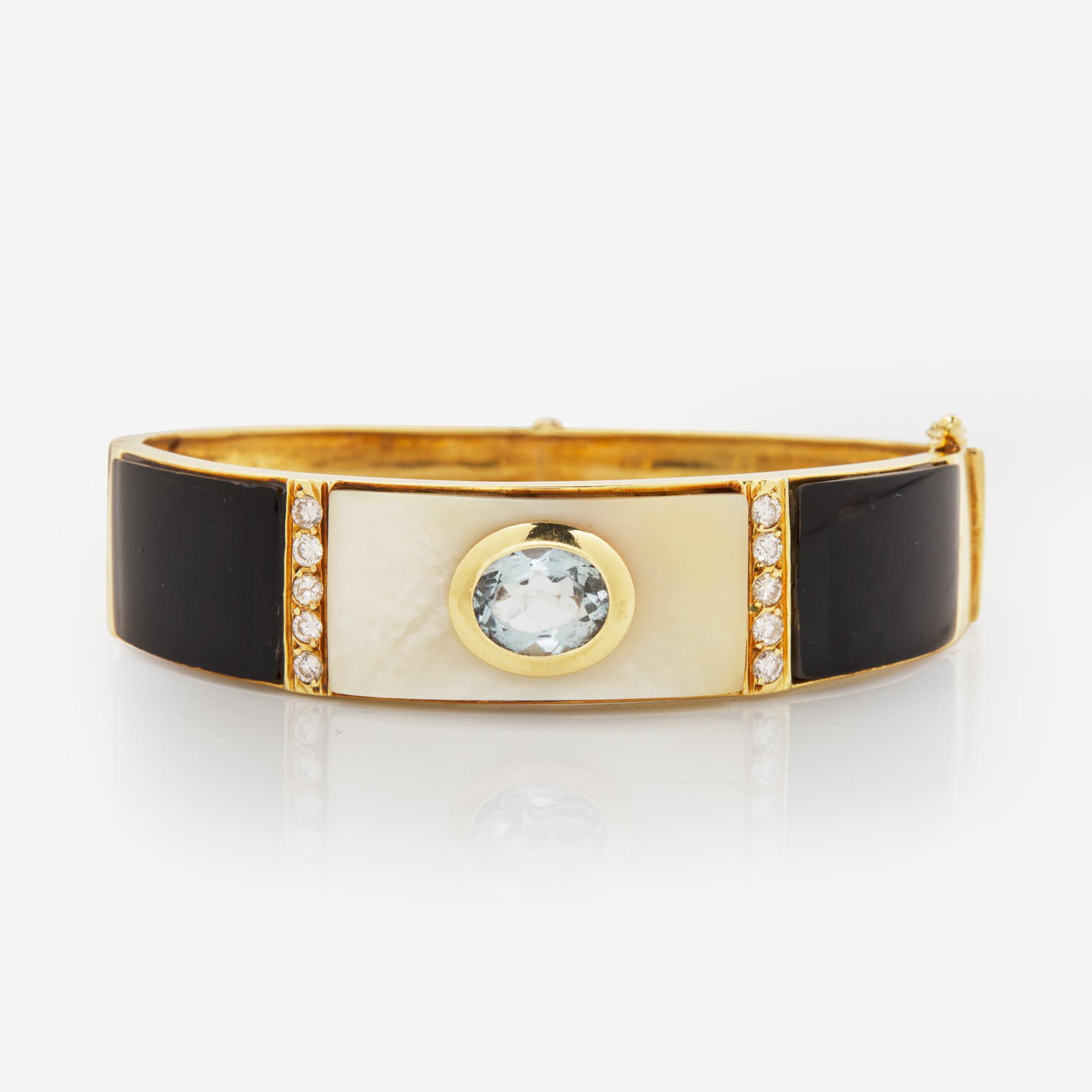 A 14K Yellow Gold and Gemstone Bangle Bracelet (1 of 2)