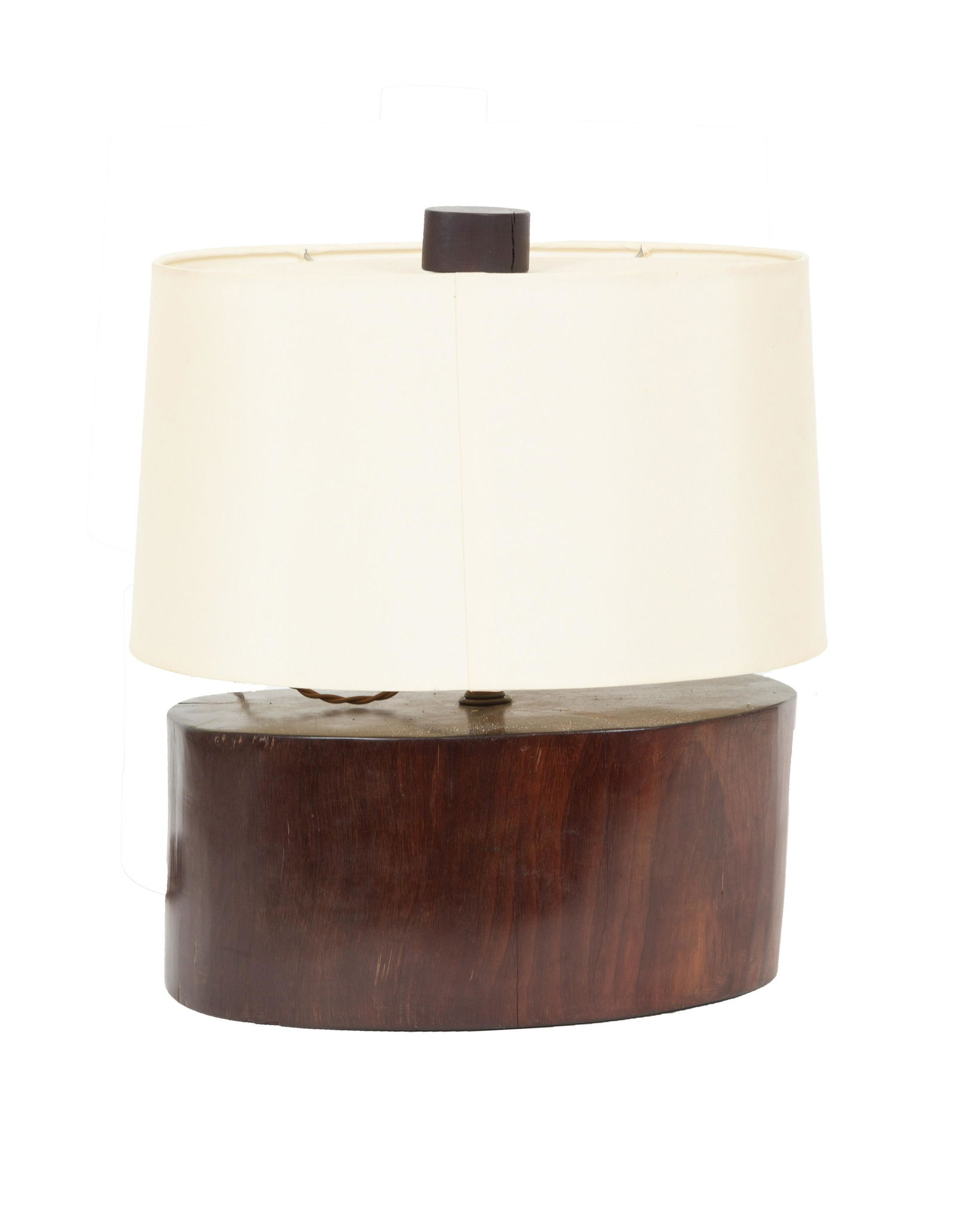An Modernist Ironwood Table Lamp with Silk Shade (1 of 1)